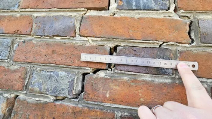 Fissure grave en escalier tassement différentiel fondation sécheresse maison Liévin Pas-de-Calais 62